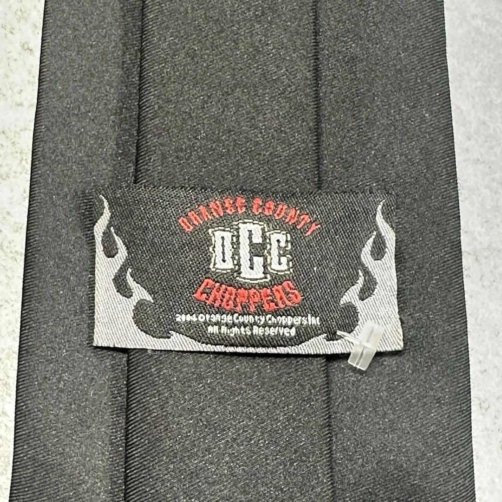 Orange County Choppers OCC Flame Logo Tie Y2K Biker‎ Graphic Black 57x3.6in